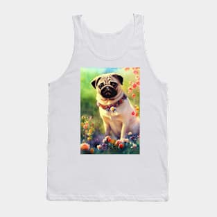 Watercolor pug puppy Tank Top